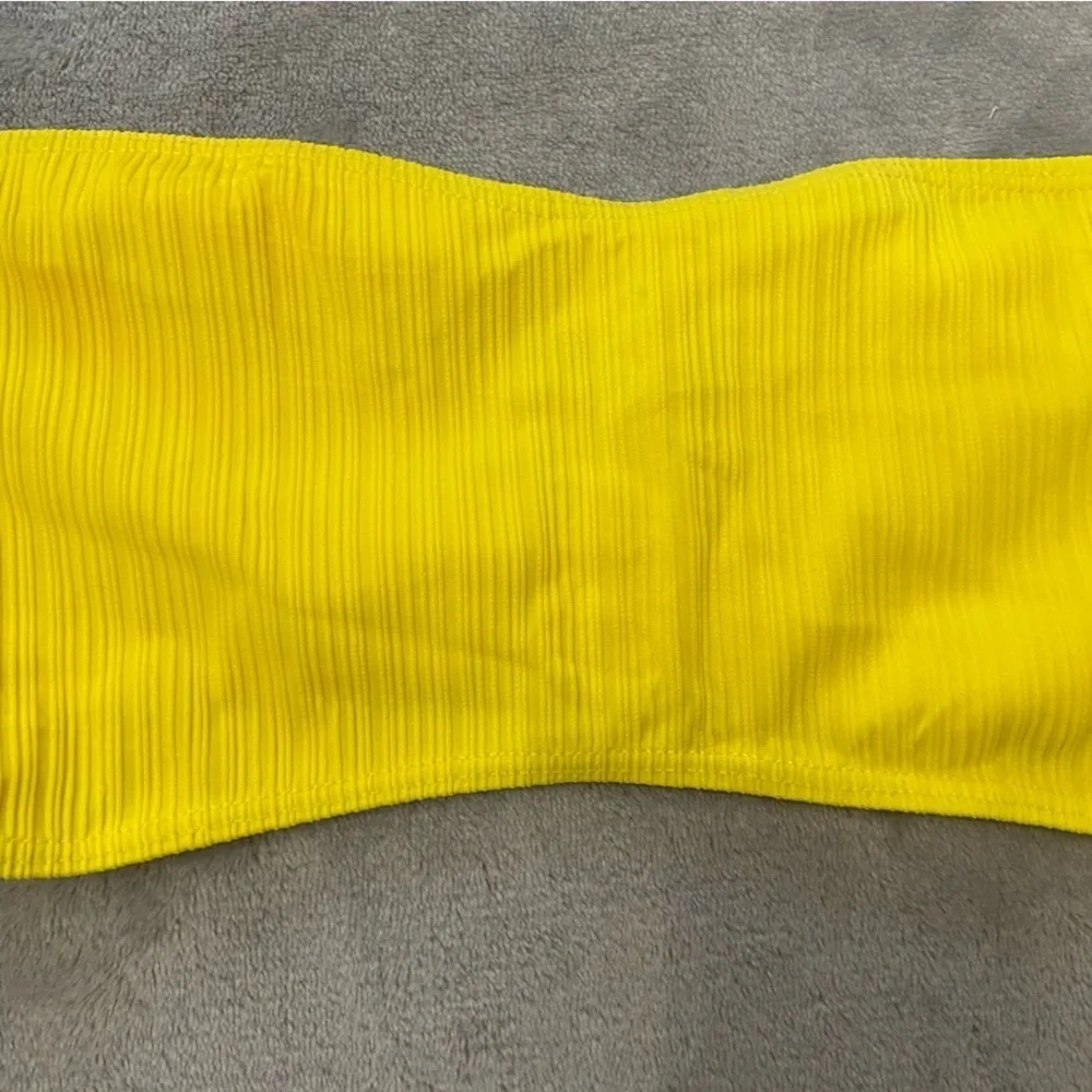 New! Frankie’s Bikini’s jean plisse bandeau top strapless 24396